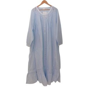 NEW Eileen West Moonlight Sonata Long Cotton Lawn Nightgown Blue Size 2X
